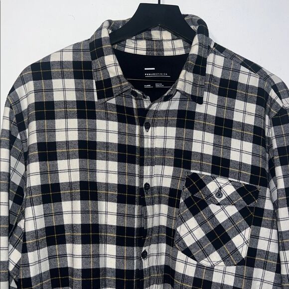 PUBLIC OPINION Lined Plaid Flannel Over Shirt Shirt Jacket-XL - Picture 2 of 9